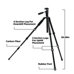BlackOvis Alpine Pro Carbon Fiber Sitting Tripod with Panhead Gen 2 - Carbon -